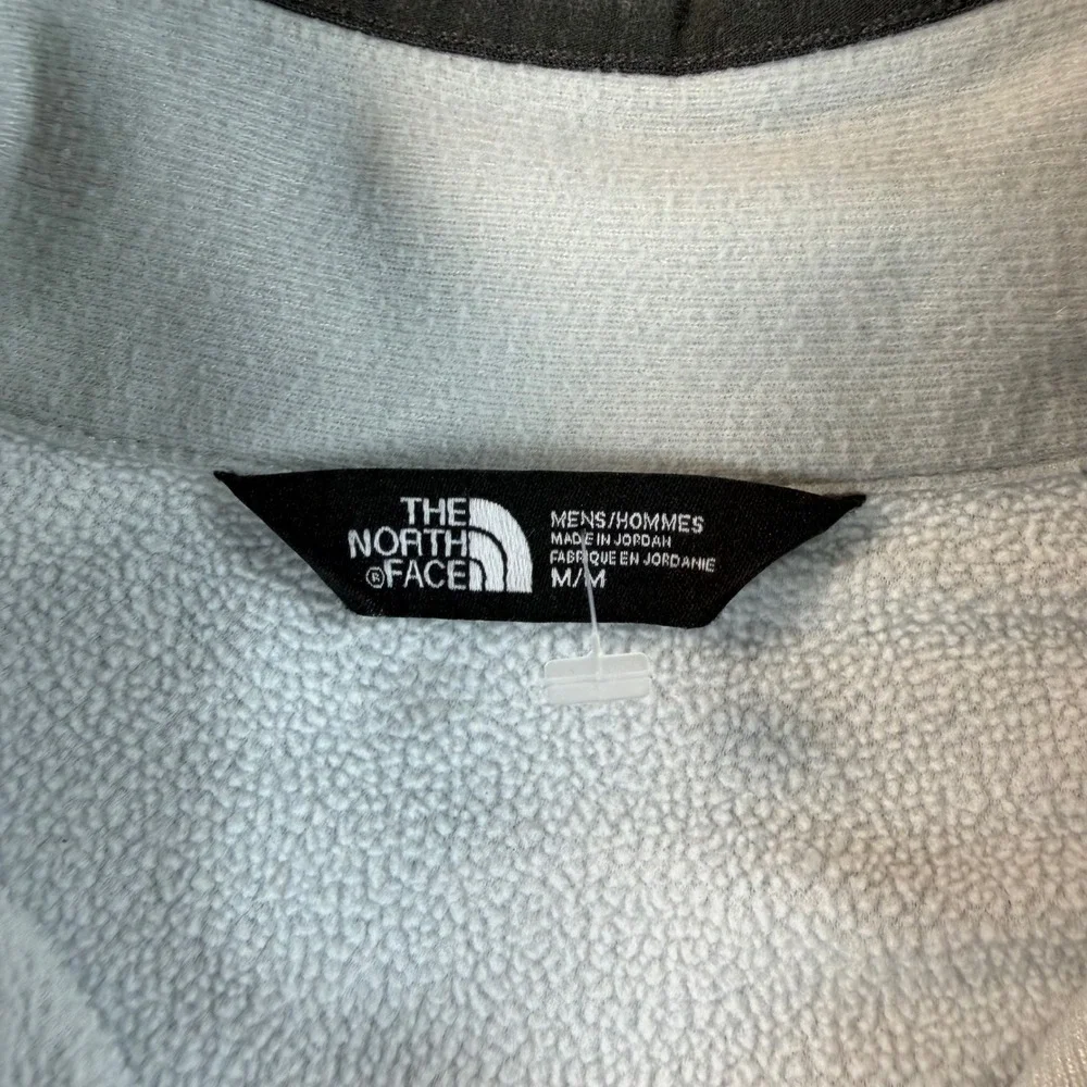 The North Face Mens Quarter Zip Fleece Pullover Grey Heather Chest Pocket Medium - Picture 4 of 8